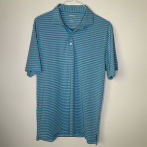 Johnnie-O Pacific Blue - Gray Striped Short Sleeve Performance Large Polo